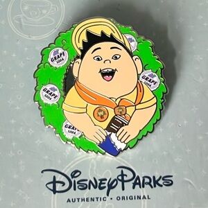 Disney Parks Pixar Scout Russell with Chocolate Christmas Holiday Wreath Pin